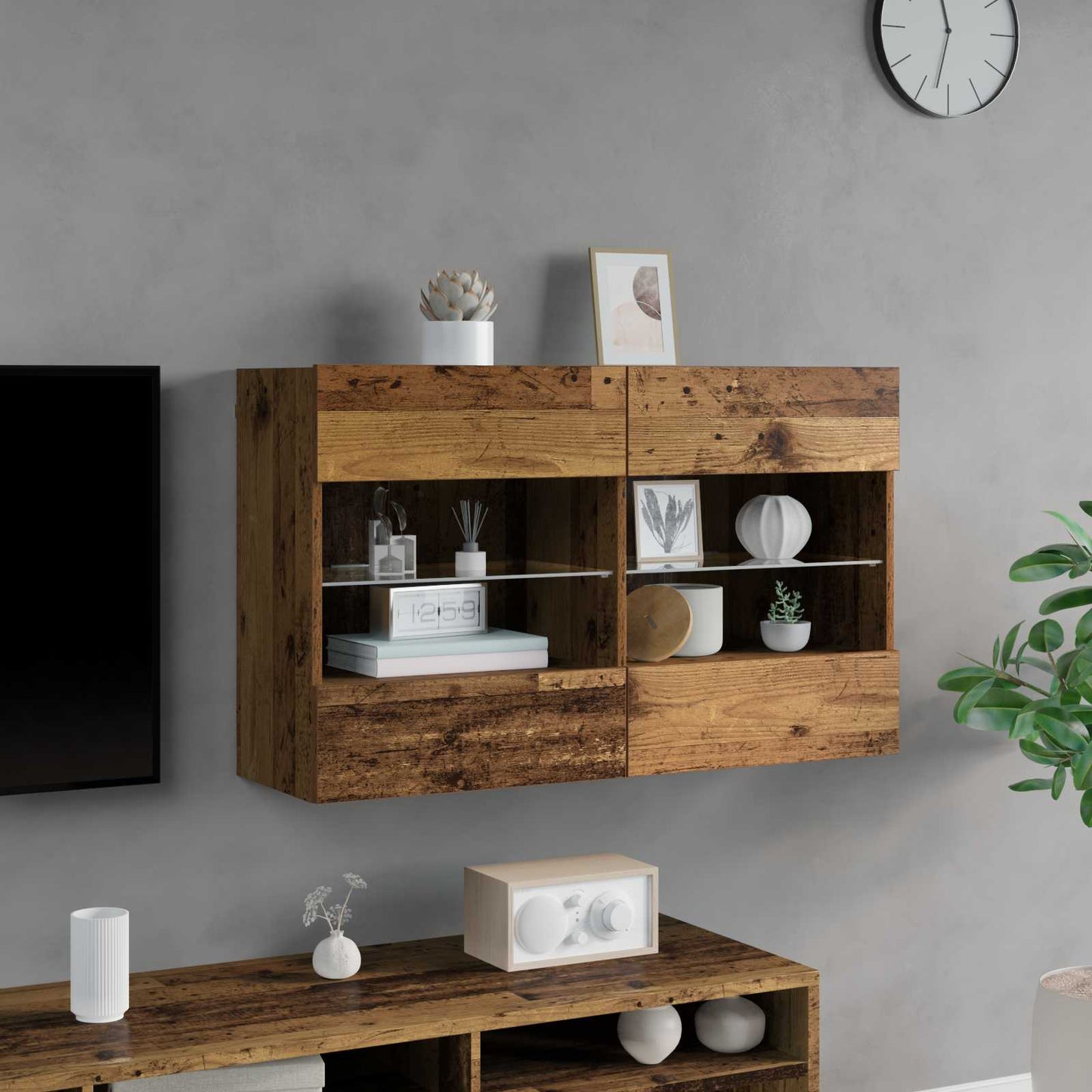 Mueble De Tv Montado En La Pared Con Led