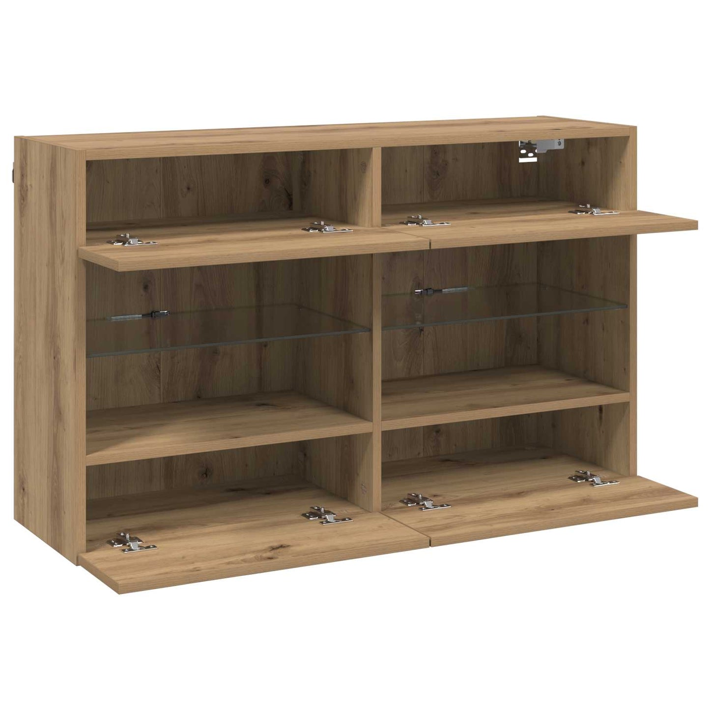 Mueble De Tv Montado En La Pared Con Led Roble Artesanal