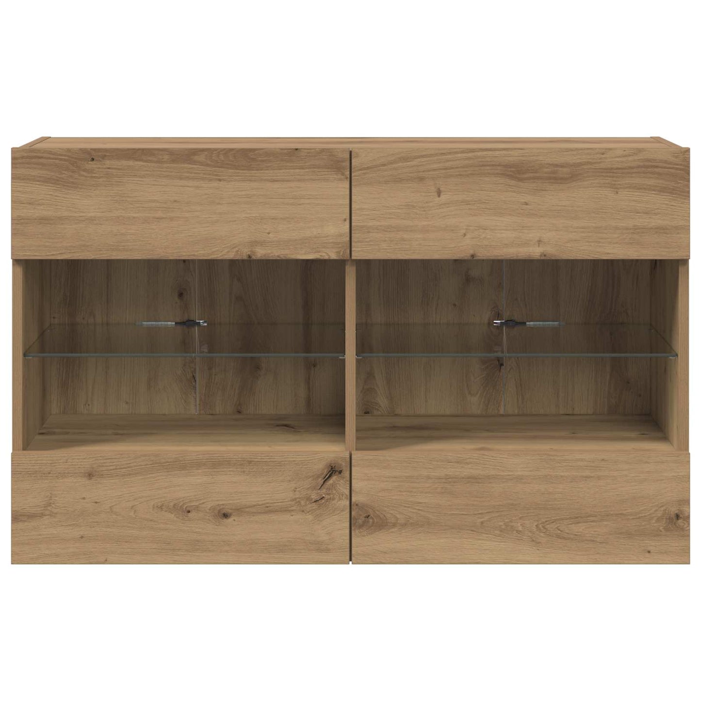 Mueble De Tv Montado En La Pared Con Led Roble Artesanal