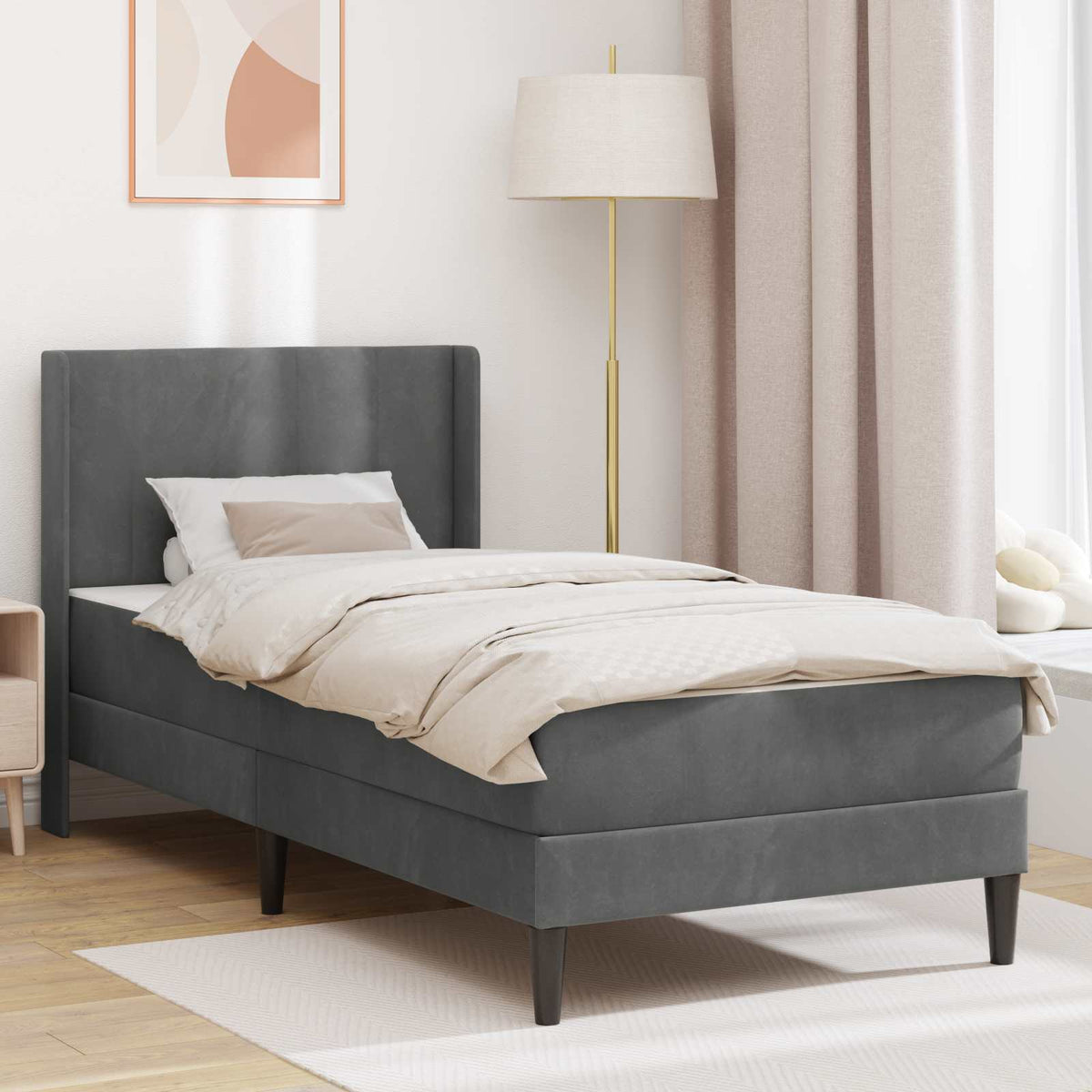 Estructura De Cama Con Colchón Terciopelo