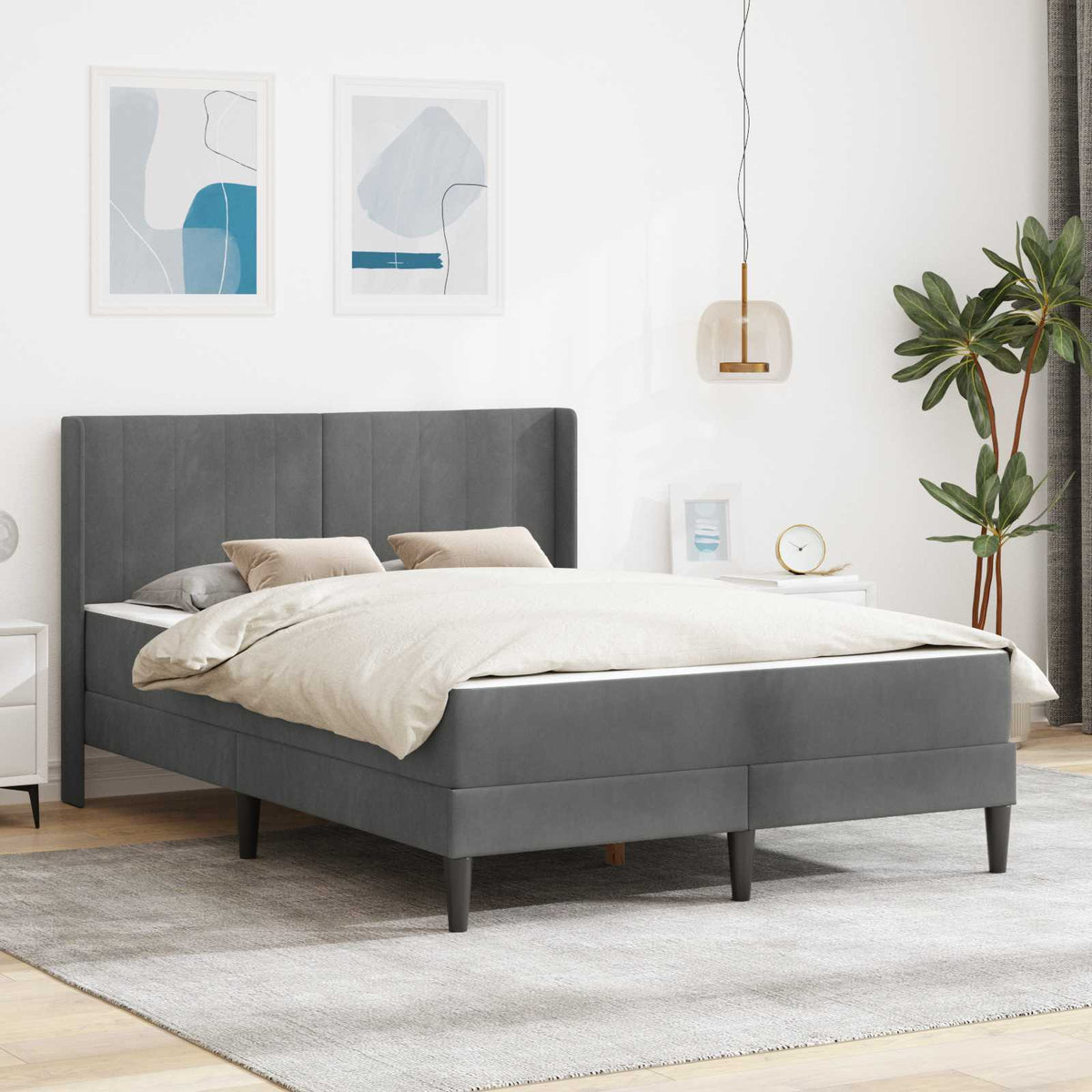 Estructura De Cama Con Colchón Terciopelo
