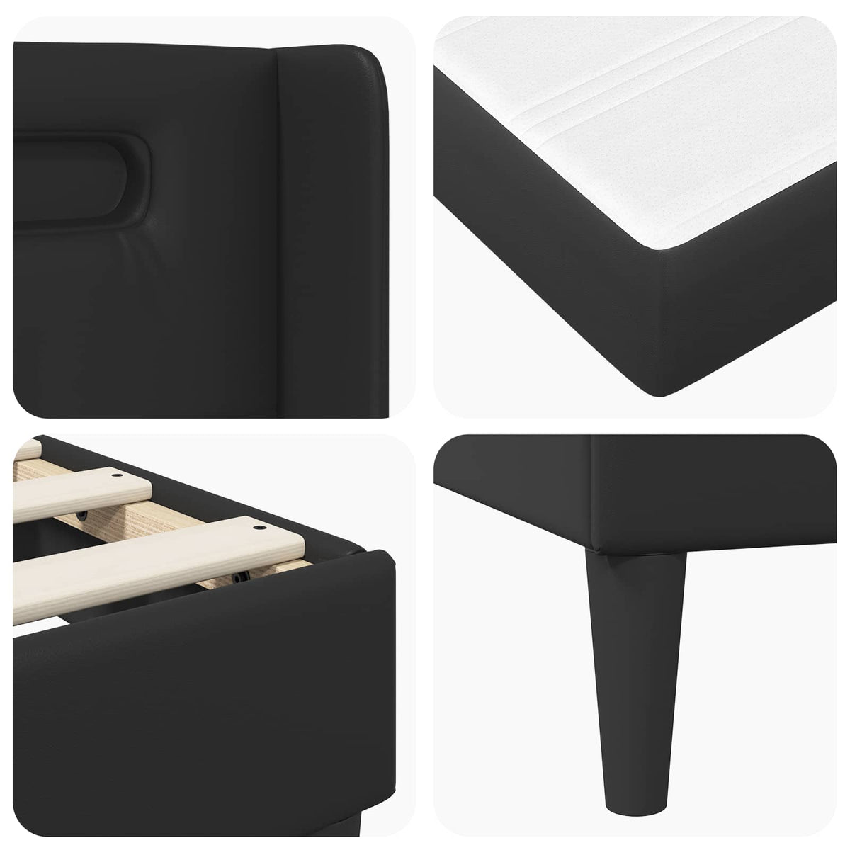 Estructura De Cama Con Colchón 180 X 200 Cm Negro