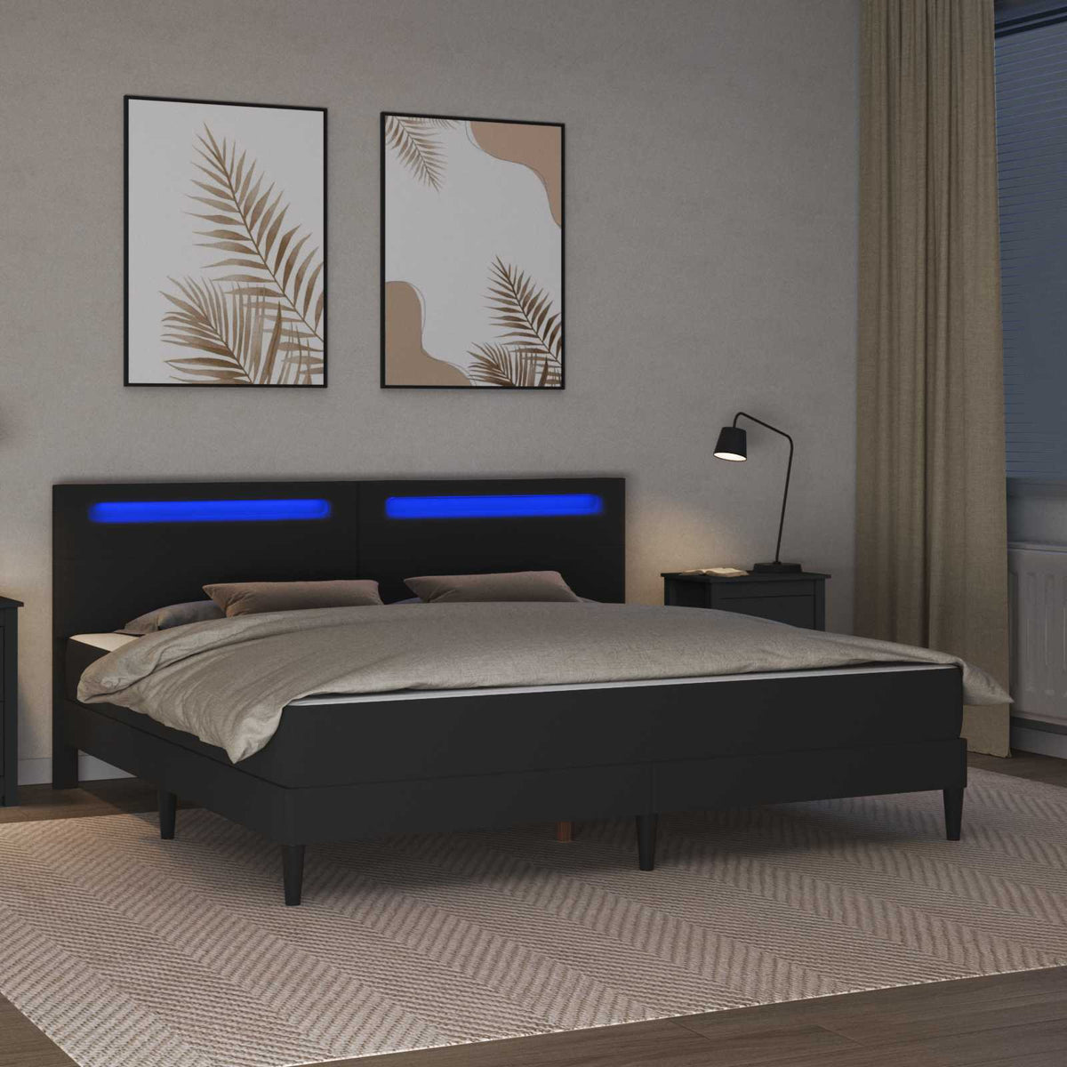 Estructura De Cama Con Colchón 180 X 200 Cm Negro