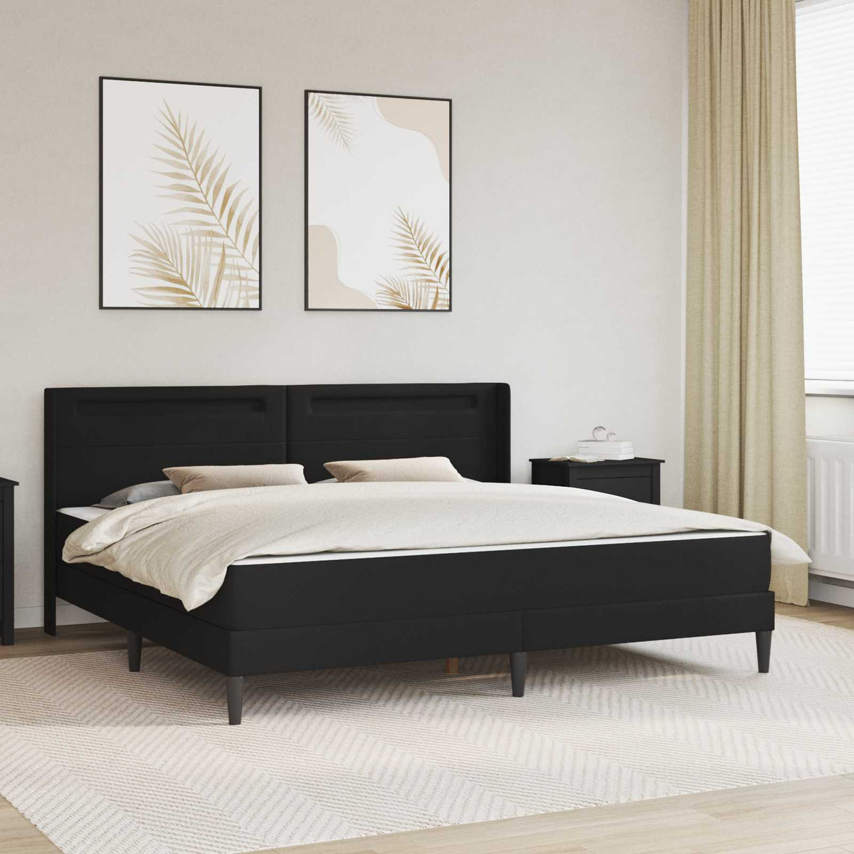 Estructura De Cama Con Colchón 180 X 200 Cm Negro