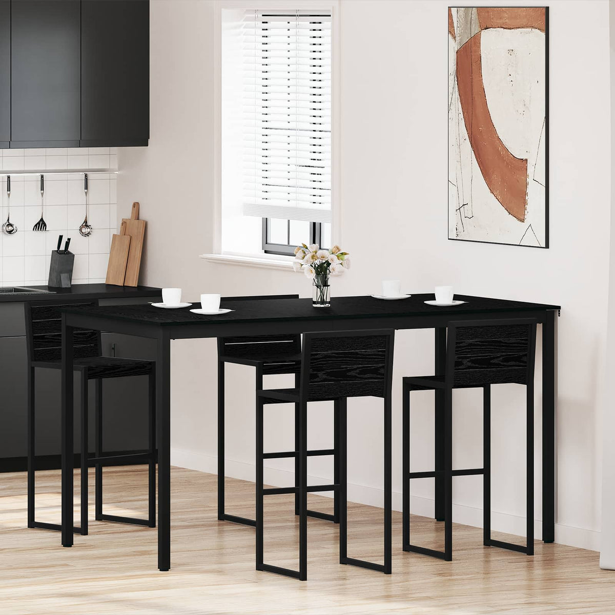 Mesa De Barra De Pie Madera De Ingeniería Cuadrado