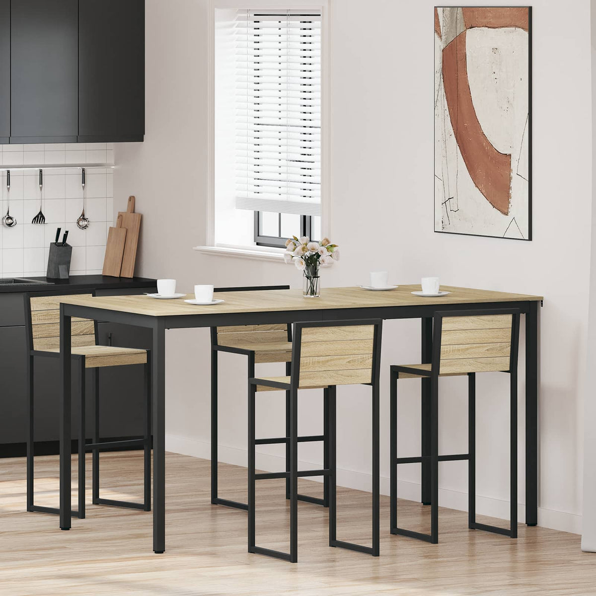 Mesa De Barra De Pie Madera De Ingeniería Cuadrado