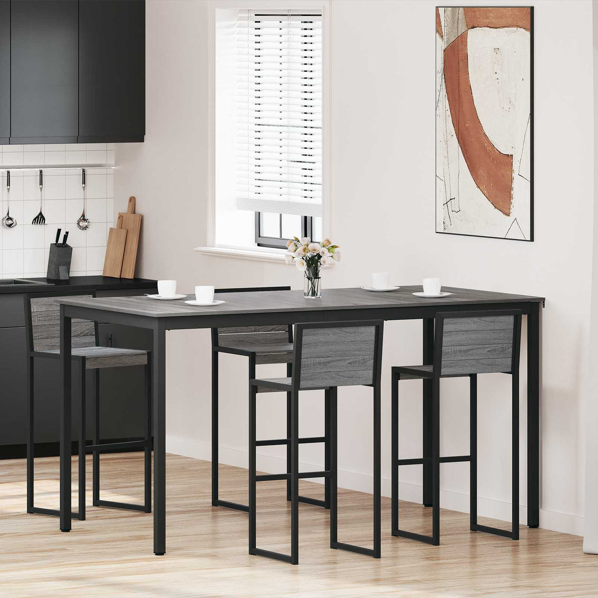 Mesa De Barra De Pie Madera De Ingeniería Cuadrado