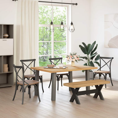Banco Comedor Noain Patas Forma X Madera Maciza Pino