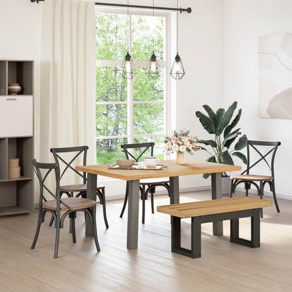 Banco Comedor Noain Patas Forma X Madera Maciza Pino