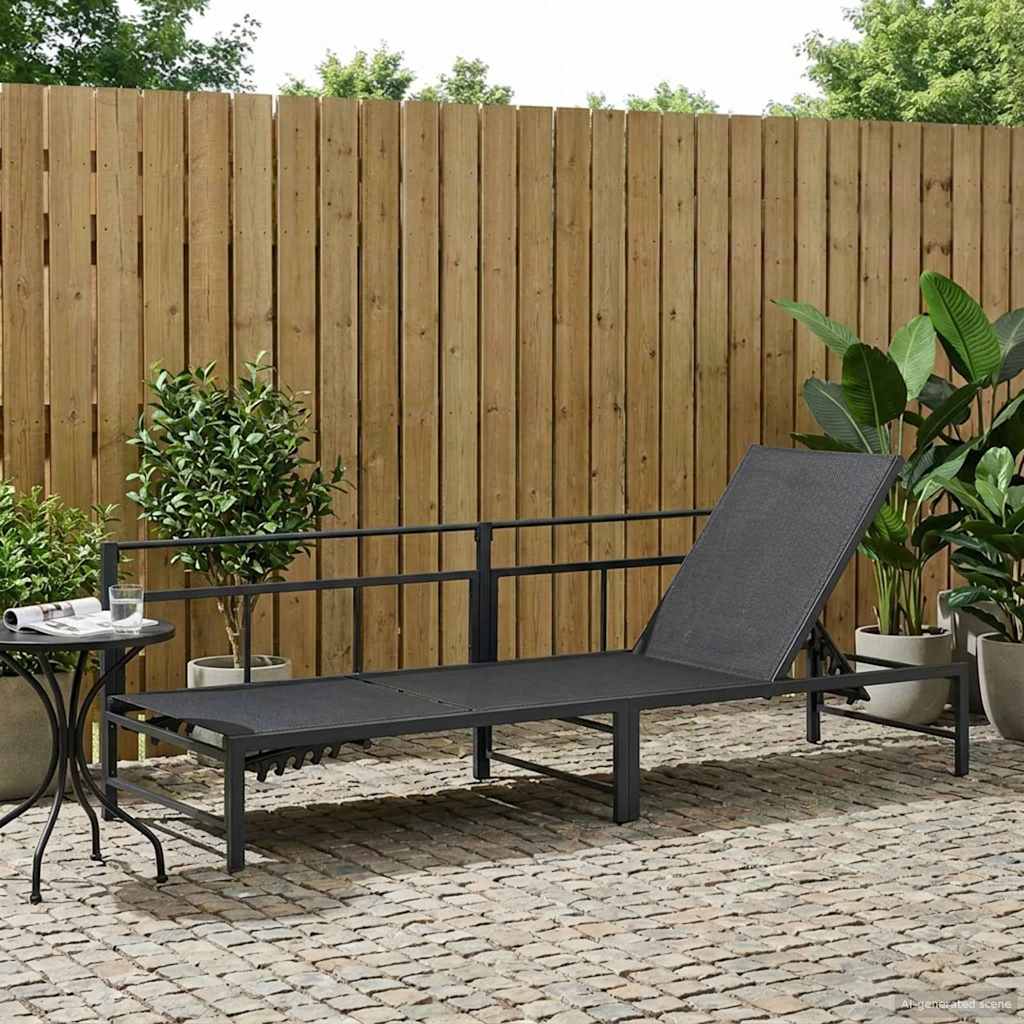 Tumbona De Sol Para 3 Personas Negro 200 X 62 X 59,5 Cm