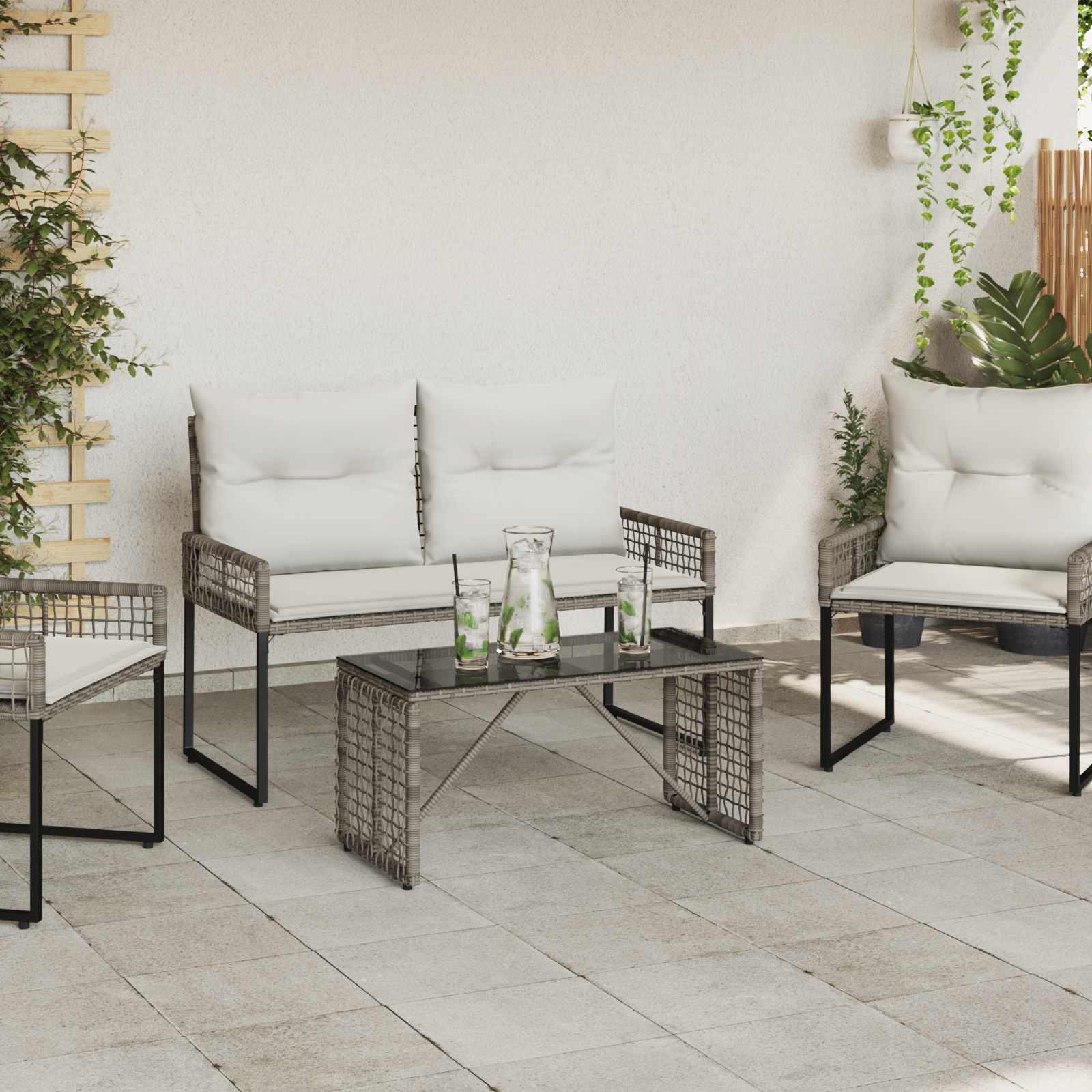 Mesa De Exterior Y Negro 80 X 40 X 40 Cm