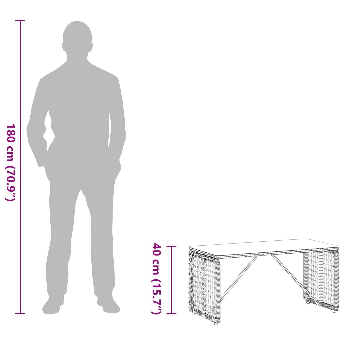 Mesa De Exterior Y Negro 80 X 40 X 40 Cm