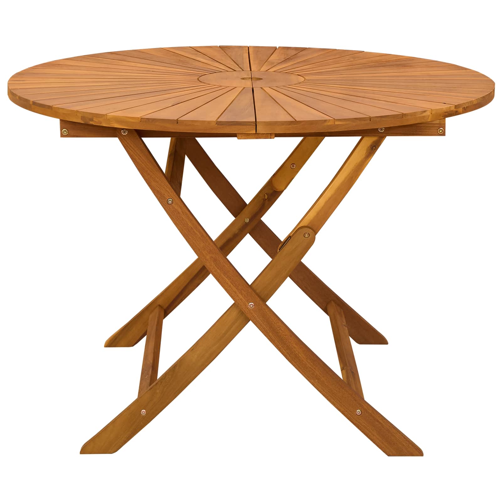 Mesa De Jardín Plegable Natural Ø110 X 75 Cm