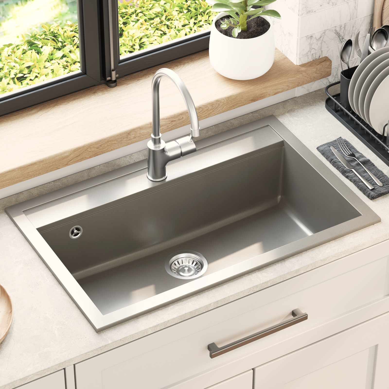Fregadero De Cocina De Granito Con Un Seno