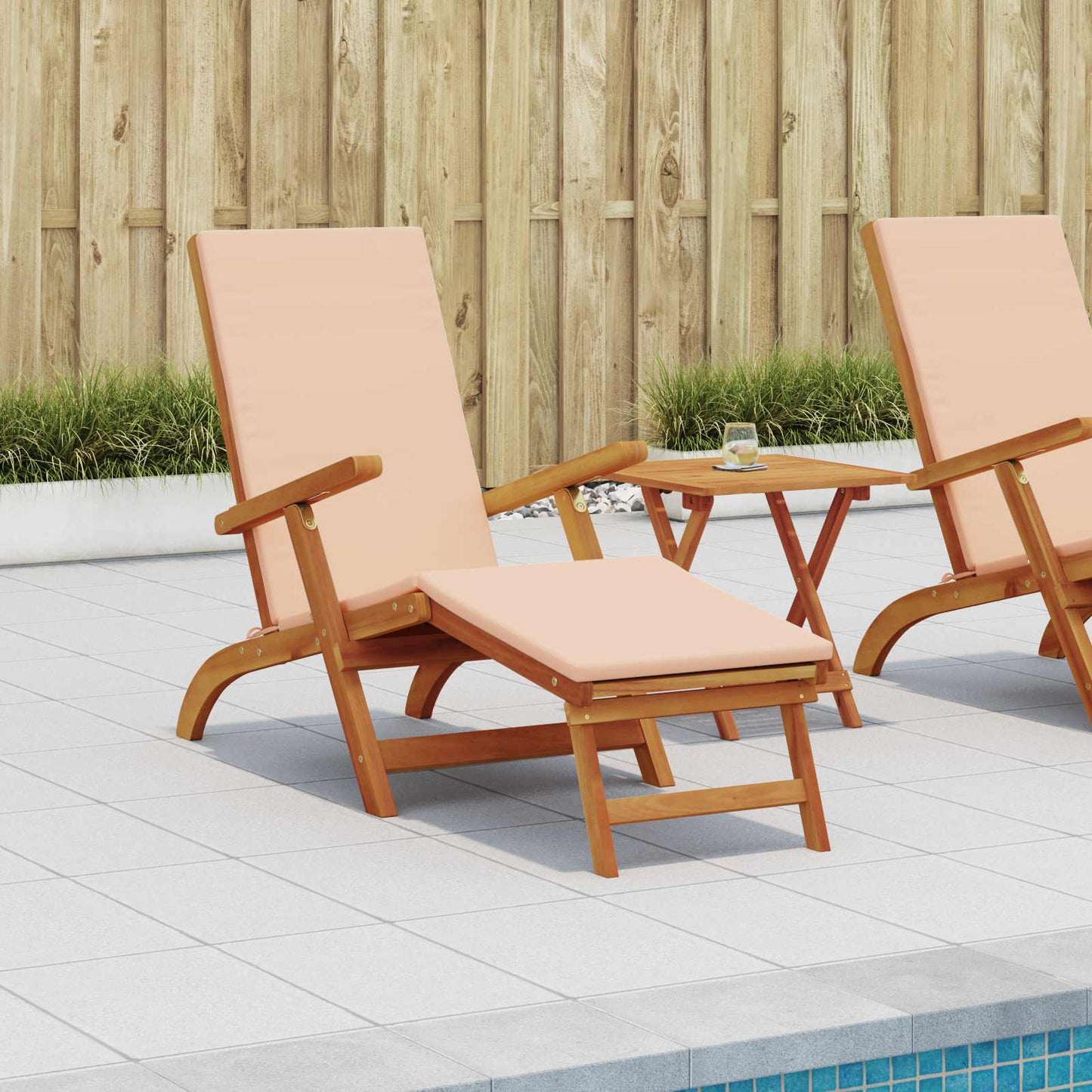 Recliner Y Tumbona Plegable 2 Pcs Madera De Acacia Sólida