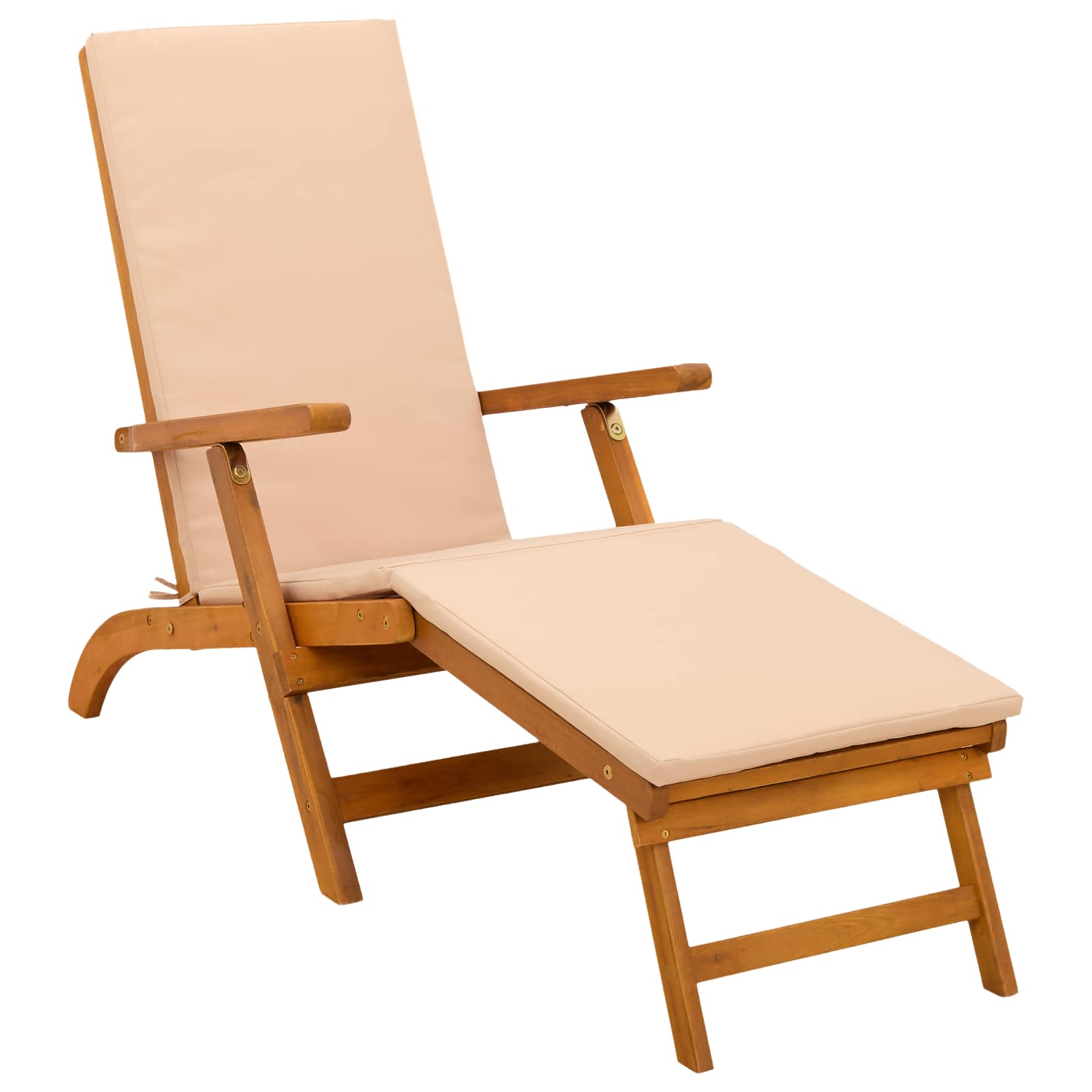 Recliner Y Tumbona Plegable 2 Pcs Madera De Acacia Sólida