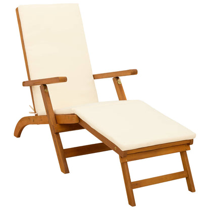 Recliner Y Tumbona Plegable 3 Pcs Madera De Acacia Sólida