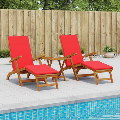 Recliner Y Tumbona Plegable 3 Pcs Madera De Acacia Sólida