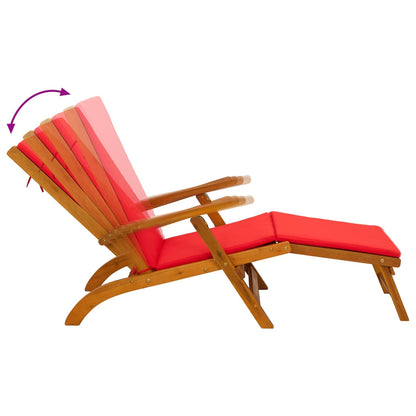 Recliner Y Tumbona Plegable 3 Pcs Madera De Acacia Sólida