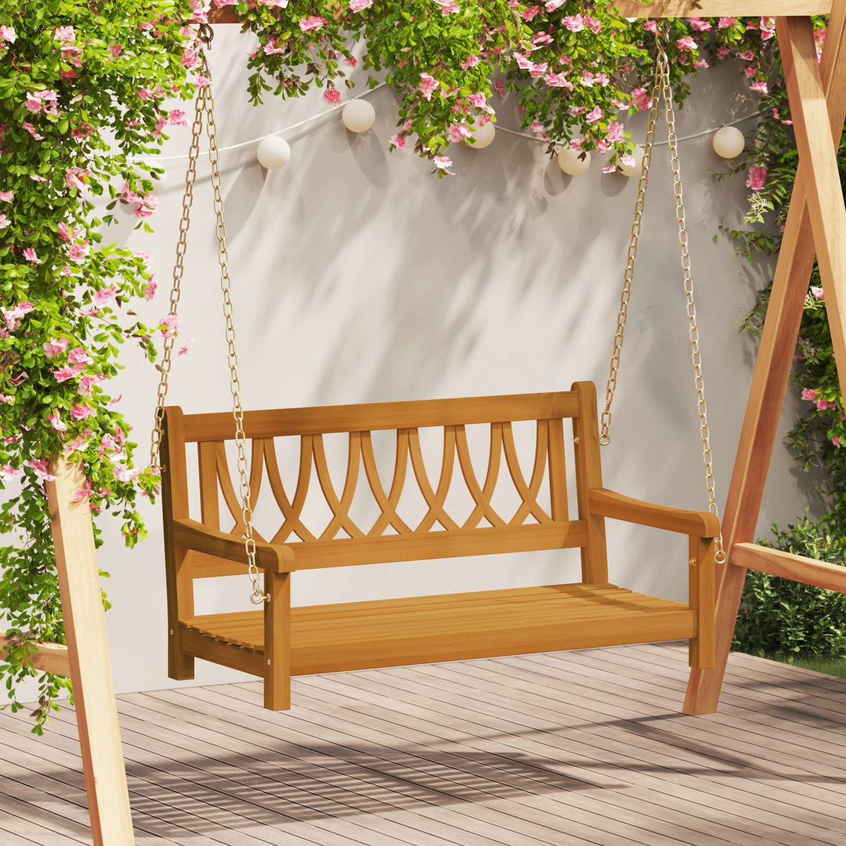 Banca Columpio De Jardín 2 -Seater 110 X 56 X 58 Cm Natural