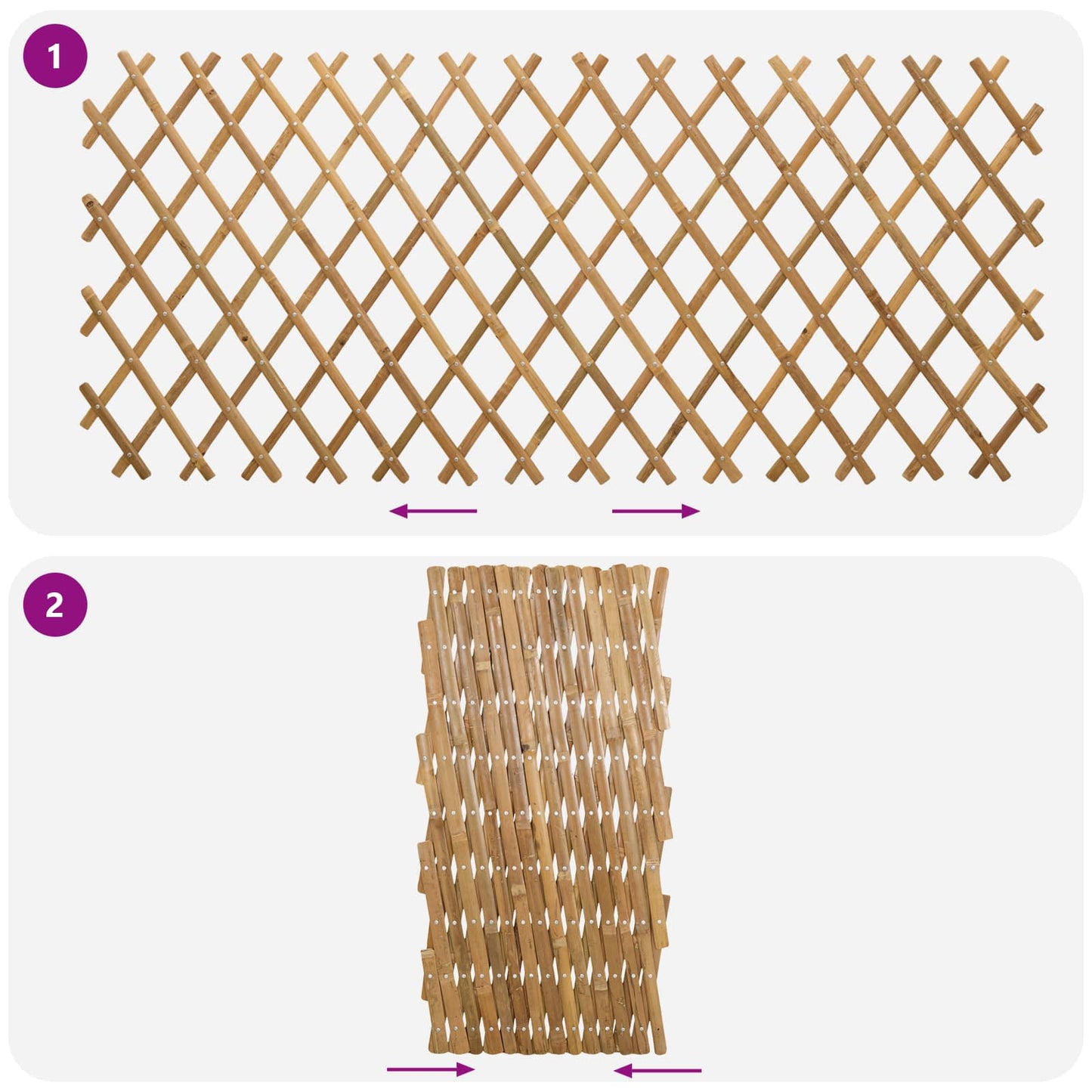 Valla Trellis Expandible 2 Pcs Marrón Claro 100 X 105 Cm Bambú