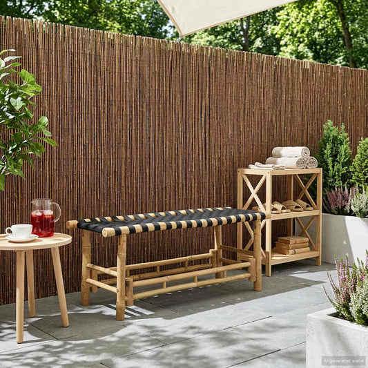 Banco De Jardín 110 X 38 X 40 Cm Bambú Natural Rectangular