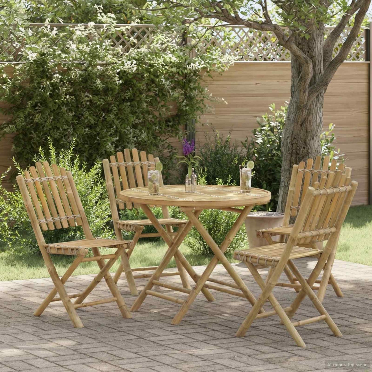 Mesa De Jardín Natural 80 X 70 Cm Bambú