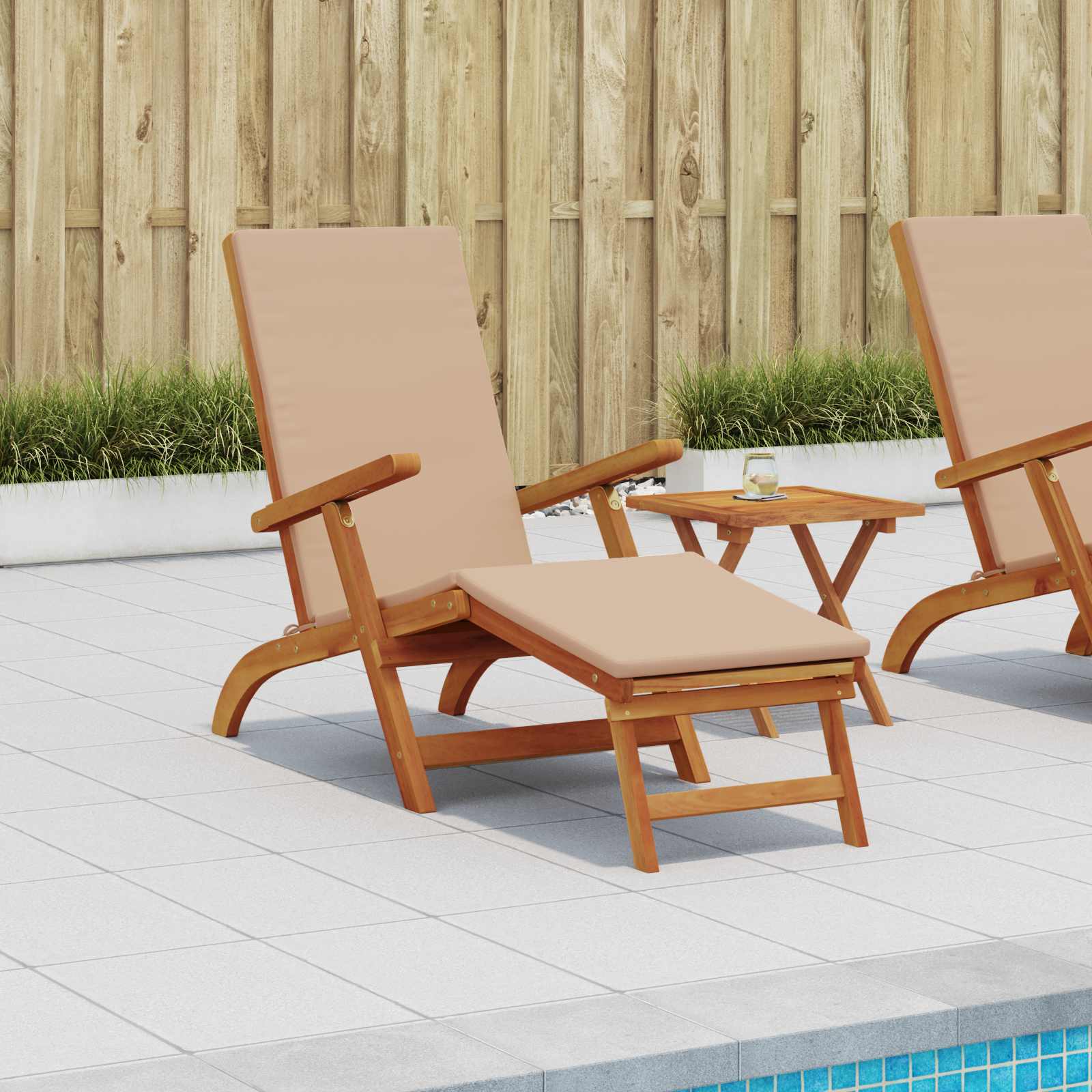 Recliner Y Tumbona Plegable Madera De Acacia Sólida