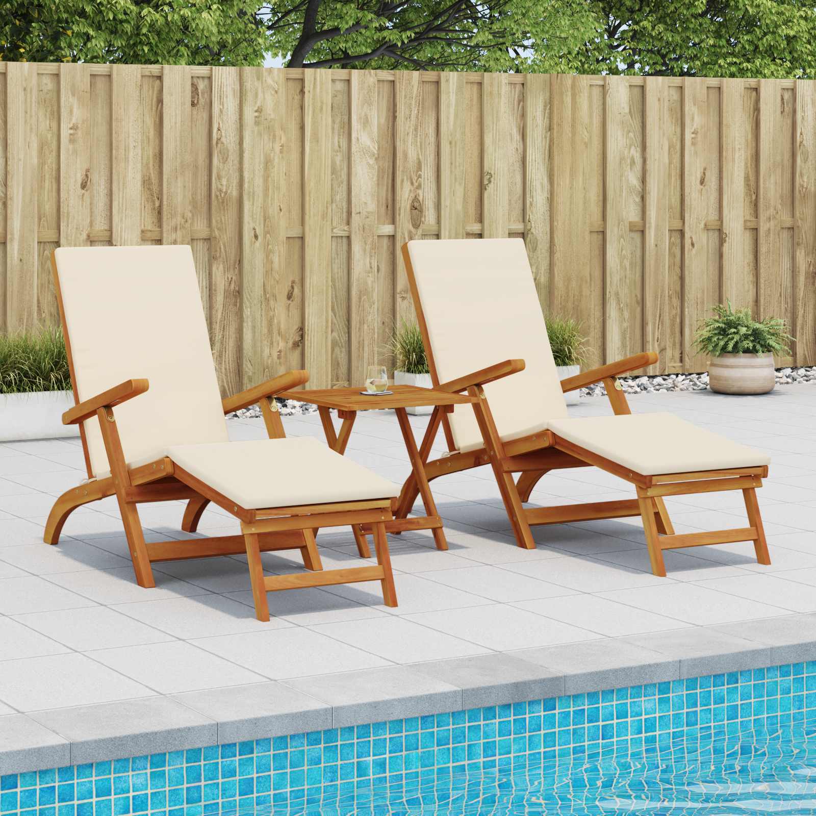 Recliner Y Tumbona Plegable 2 Pcs 55 X 146 X 91 Cm