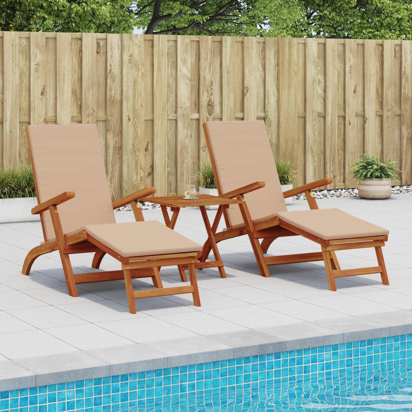 Recliner Y Tumbona Plegable 2 Pcs 55 X 146 X 91 Cm