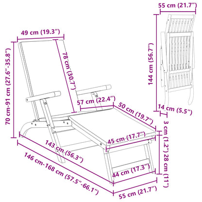 Recliner Y Tumbona Plegable 2 Pcs 55 X 146 X 91 Cm