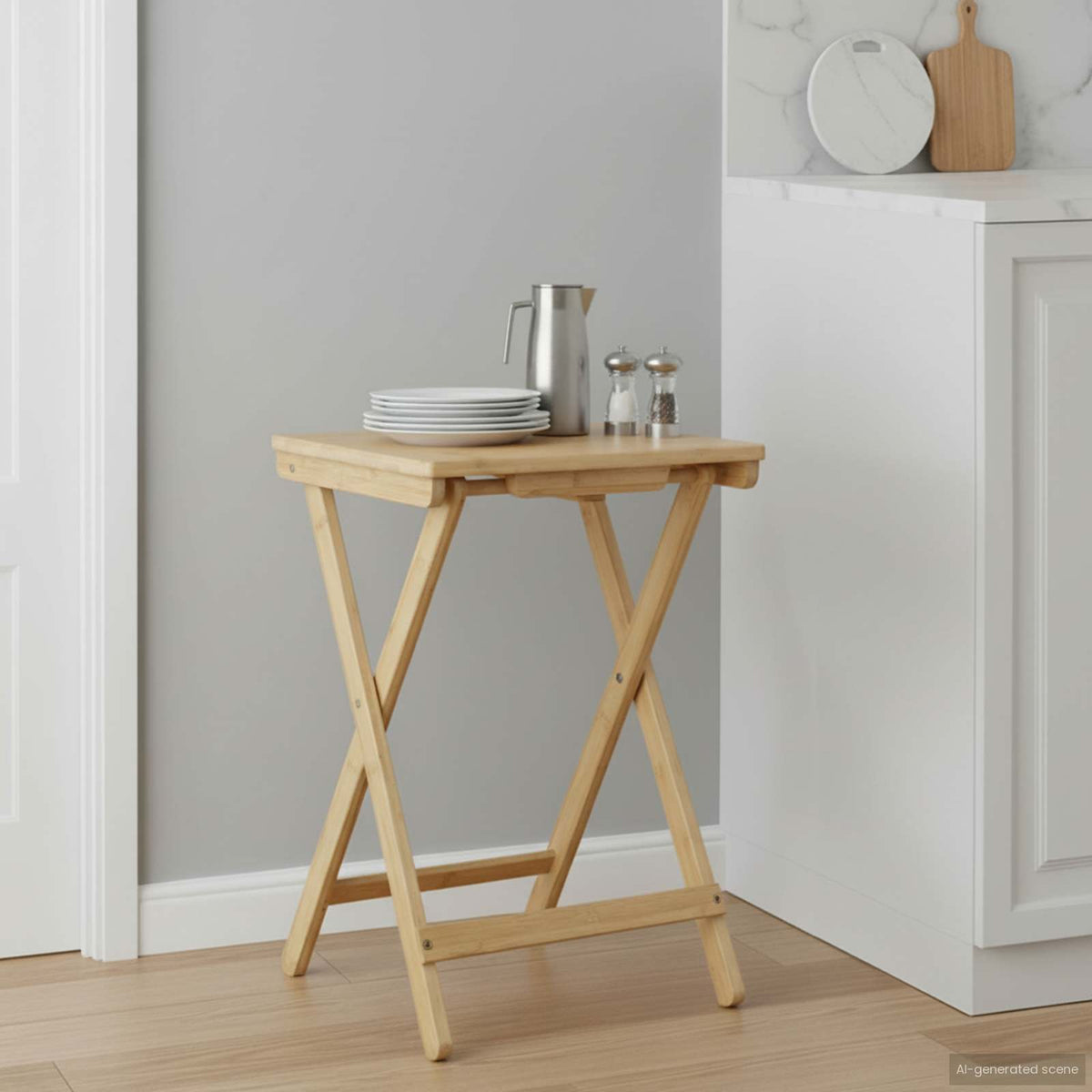 Mesa De Cocina Manual Natural 40 X 30 X 53,5 Cm Bambú