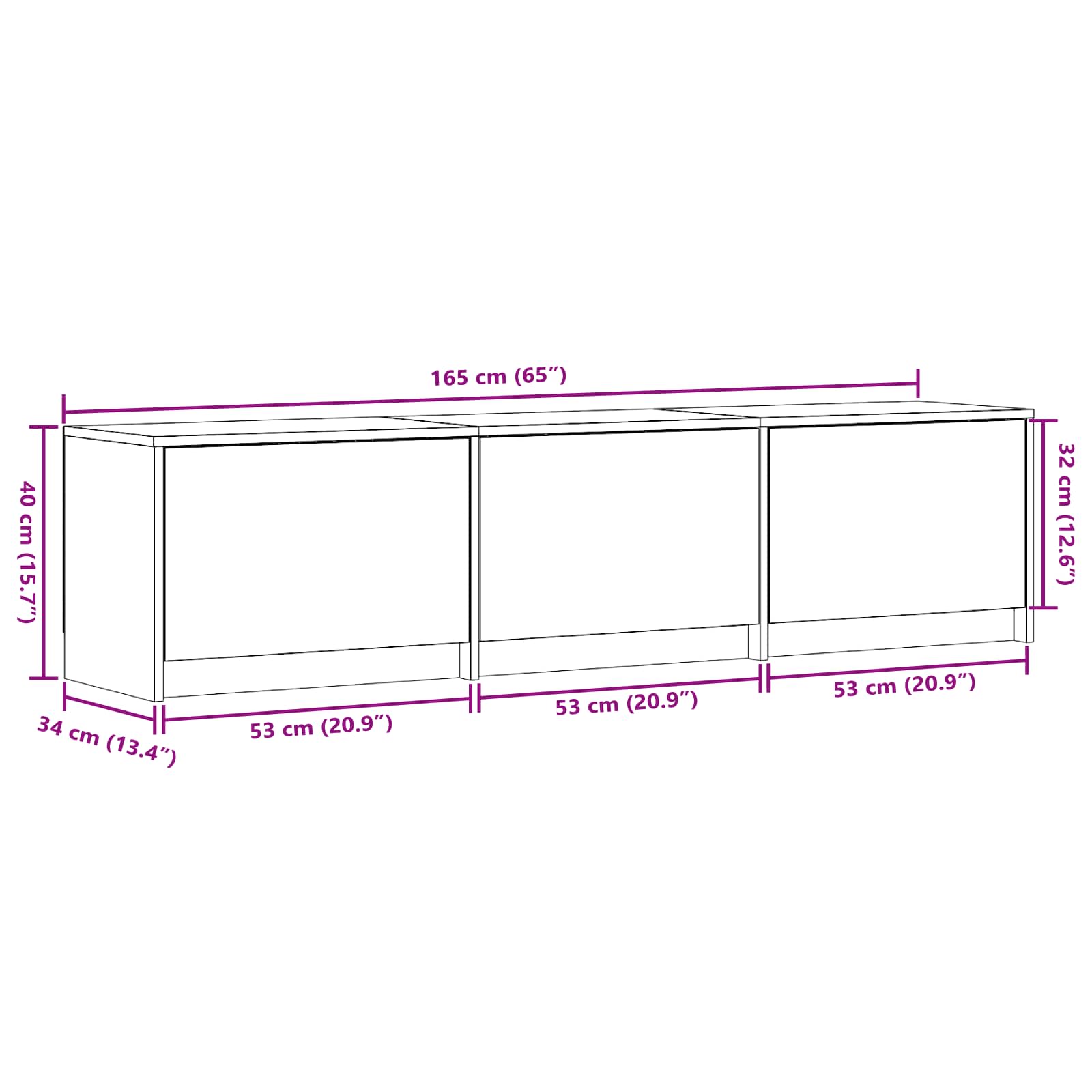 Mueble De Tv Con Led 165 X 34 X 40 Cm Madera De Ingeniería