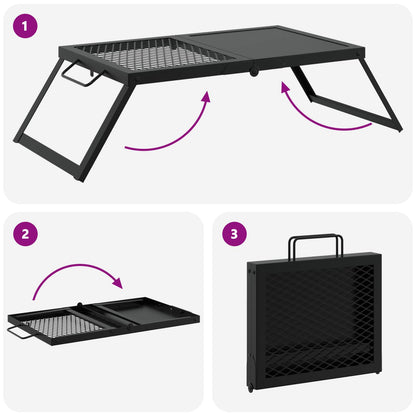 Parrilla De Camping Plegable Negro 31,5 X 26,5 X 4 Cm