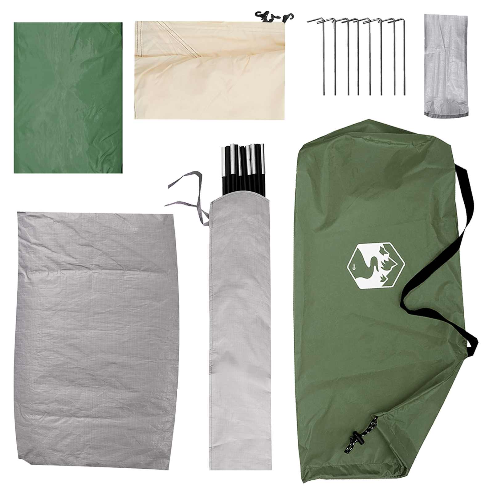 Tienda De Camping Con Techo Verde 2 Personas Poliéster Y Acero