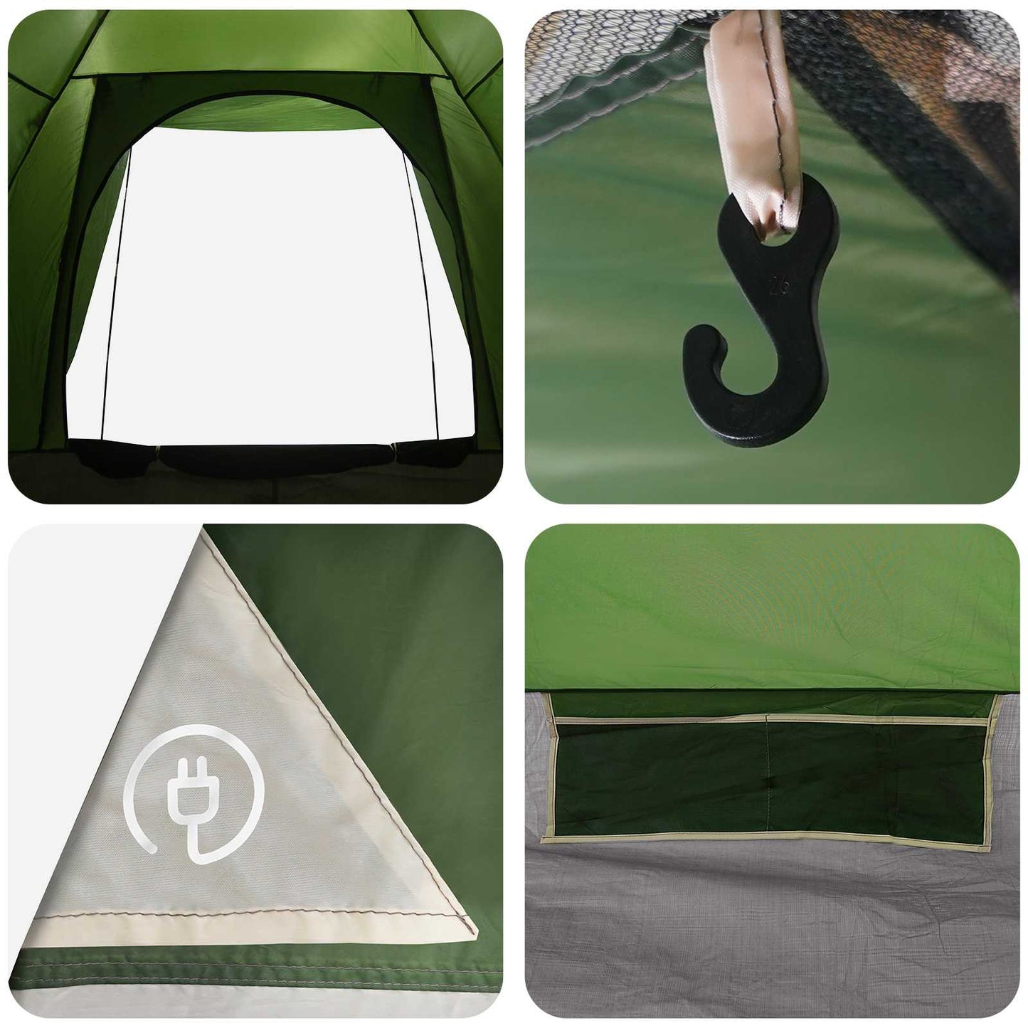 Tienda De Camping Con Techo Verde 2 Personas Poliéster Y Acero