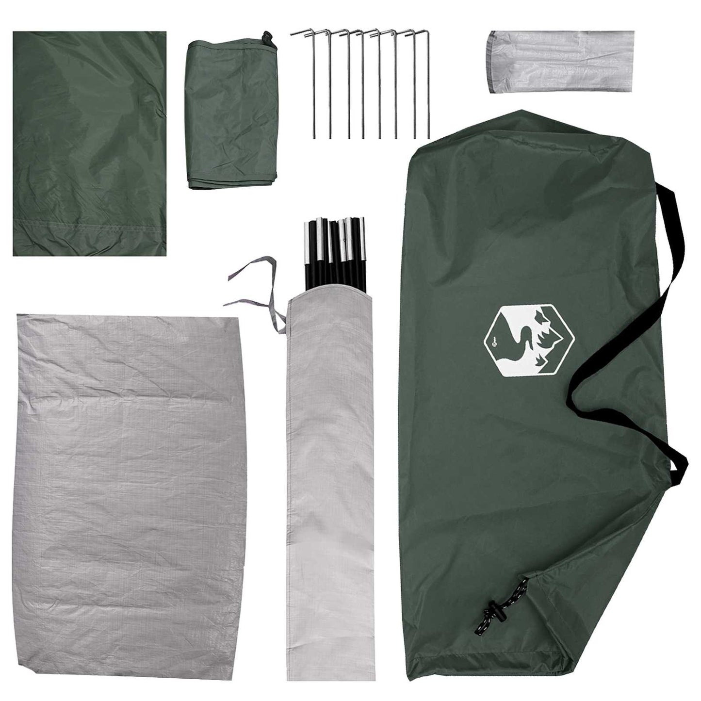 Tienda De Camping Con Techo Verde Militar 190 X 140 X 105 Cm