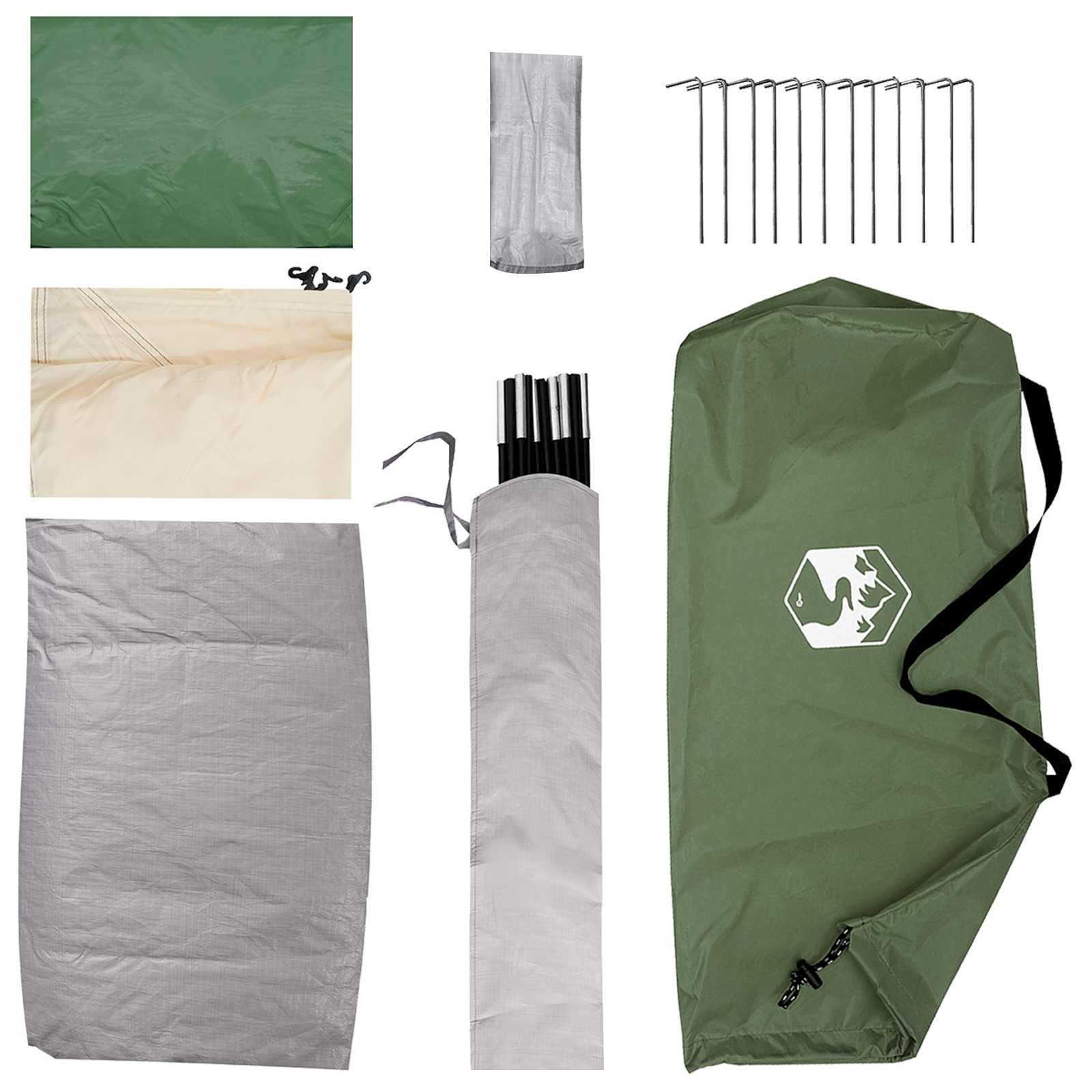 Tienda De Camping Con Techo Verde 4 Personas Poliéster Y Acero