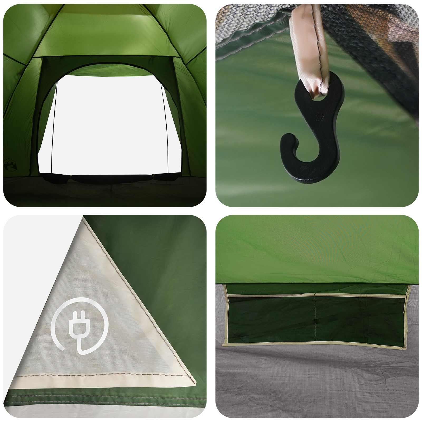 Tienda De Camping Con Techo Verde 4 Personas Poliéster Y Acero