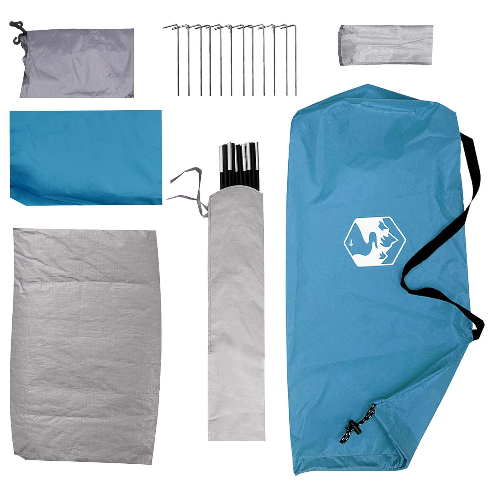 Tienda De Camping Con Techo Azul 4 Personas Poliéster Y Acero