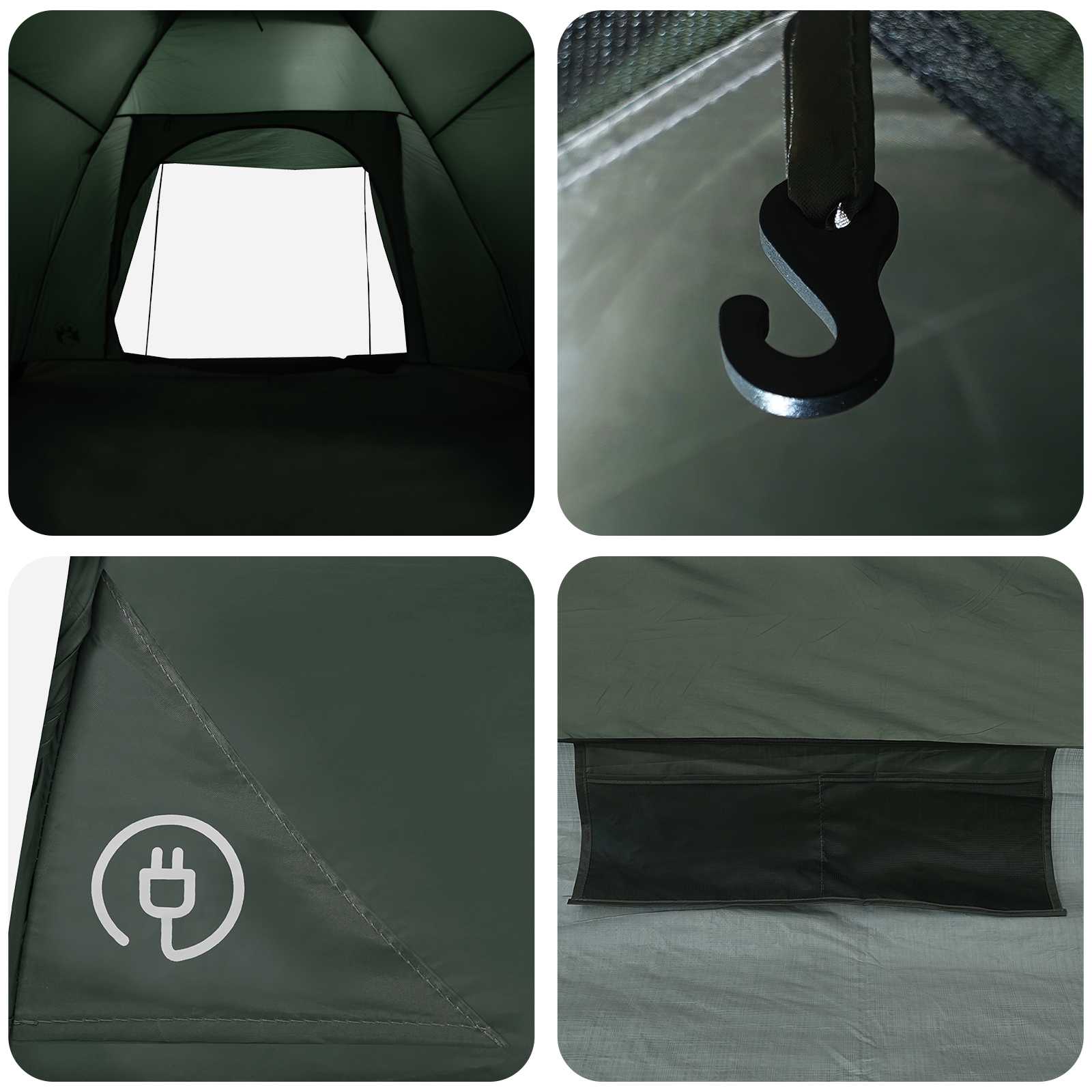 Tienda De Camping Con Techo Verde Militar 275 X 215 X 125 Cm