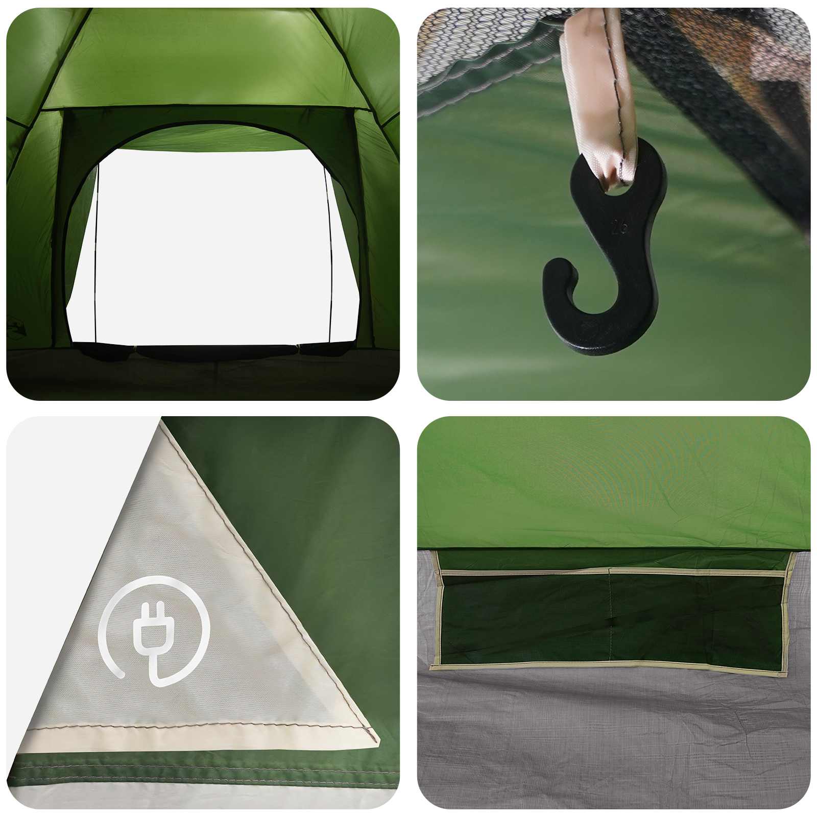 Tienda De Camping Con Techo Verde 6 Personas Poliéster Y Acero