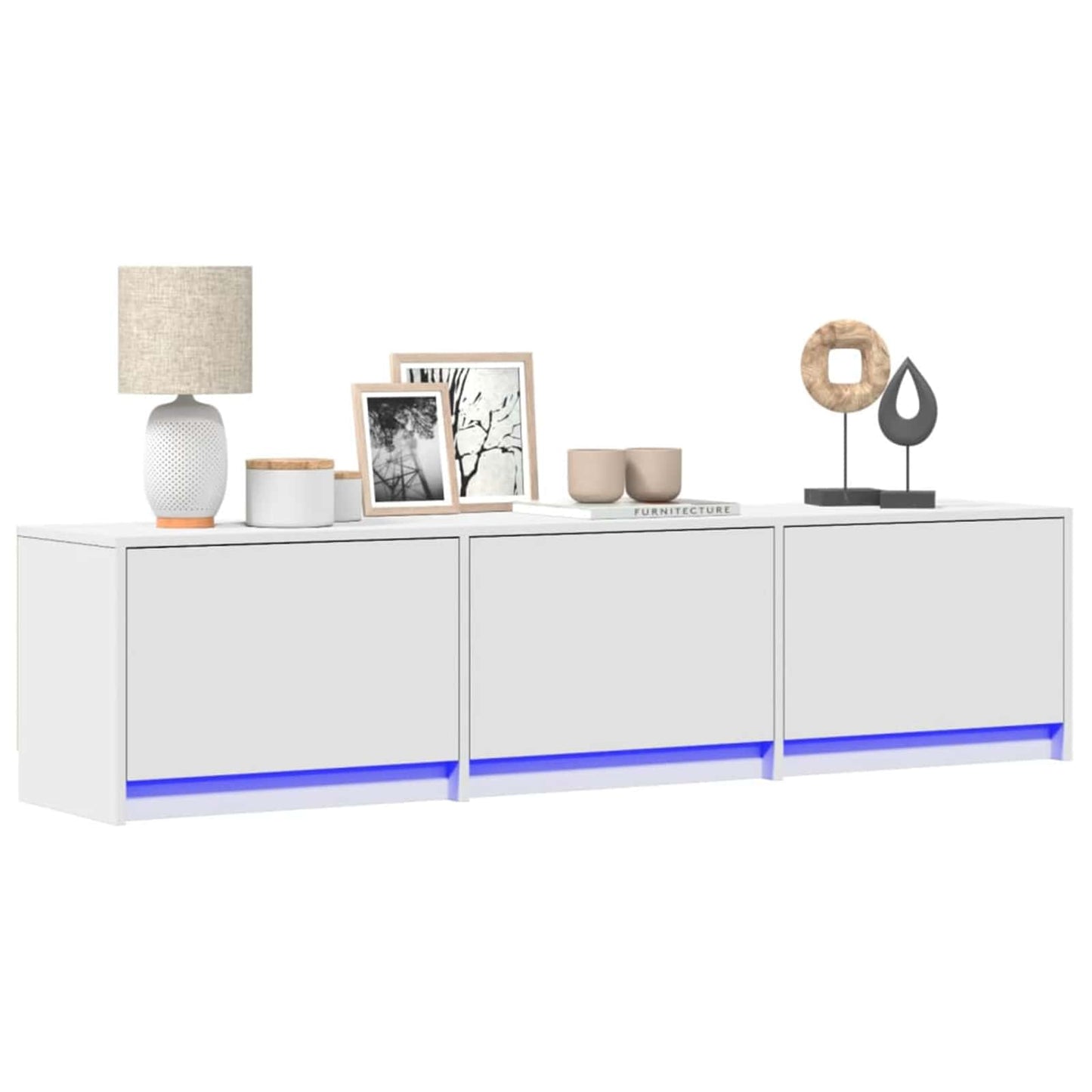 Mueble De Tv Con Led 165 X 34 X 40 Cm Madera De Ingeniería