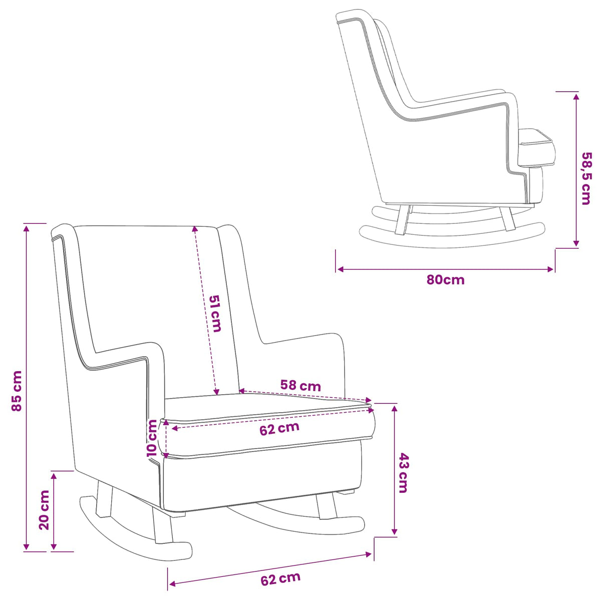 Mecedora 62 X 80 X 85 Cm Bouclé