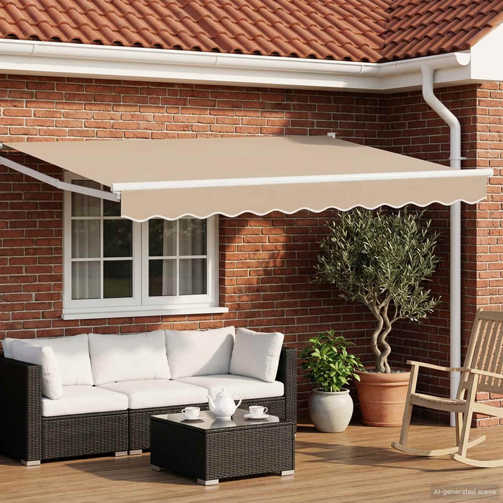 Toldo Retráctil Aluminio Y Tela Gris Antracita