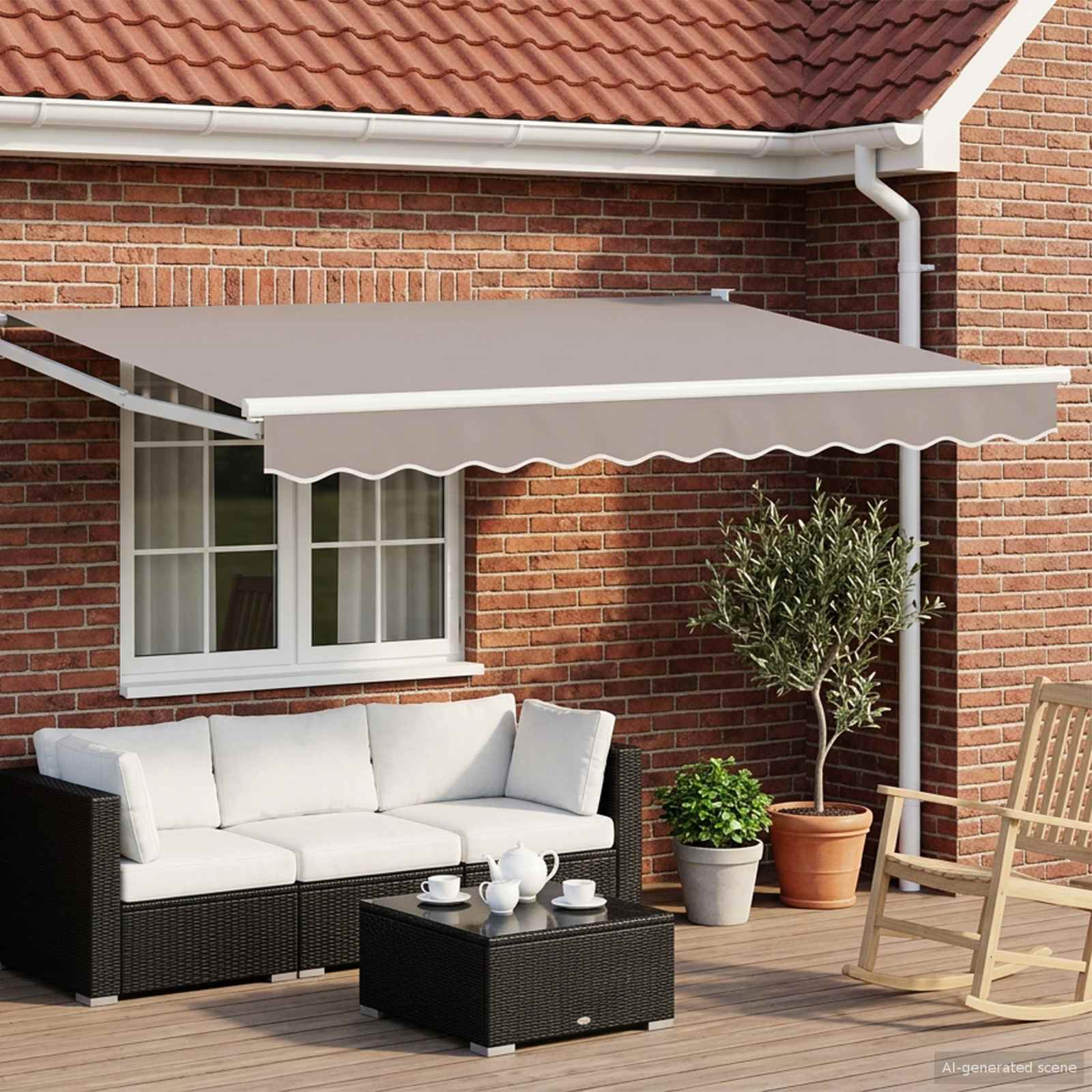 Toldo Retráctil Aluminio Y Tela Gris Antracita