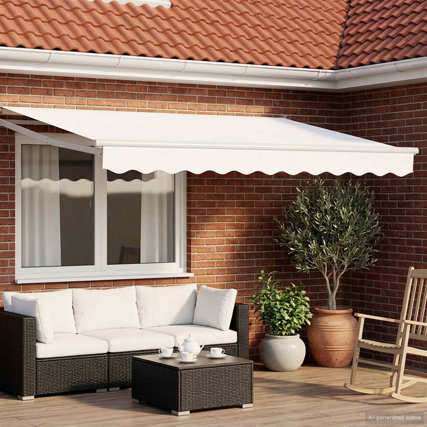 Toldo Retráctil Aluminio Y Tela Gris Antracita