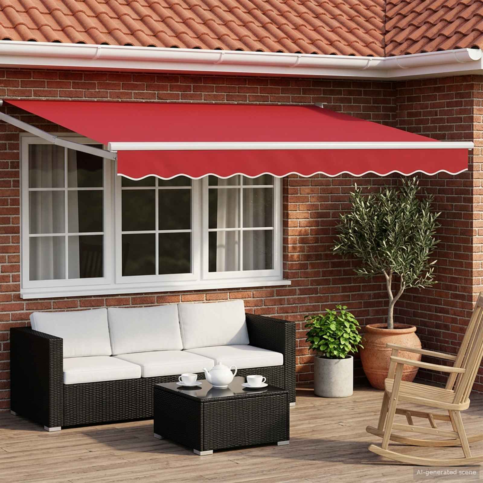 Toldo Retráctil Aluminio Y Tela Gris Antracita
