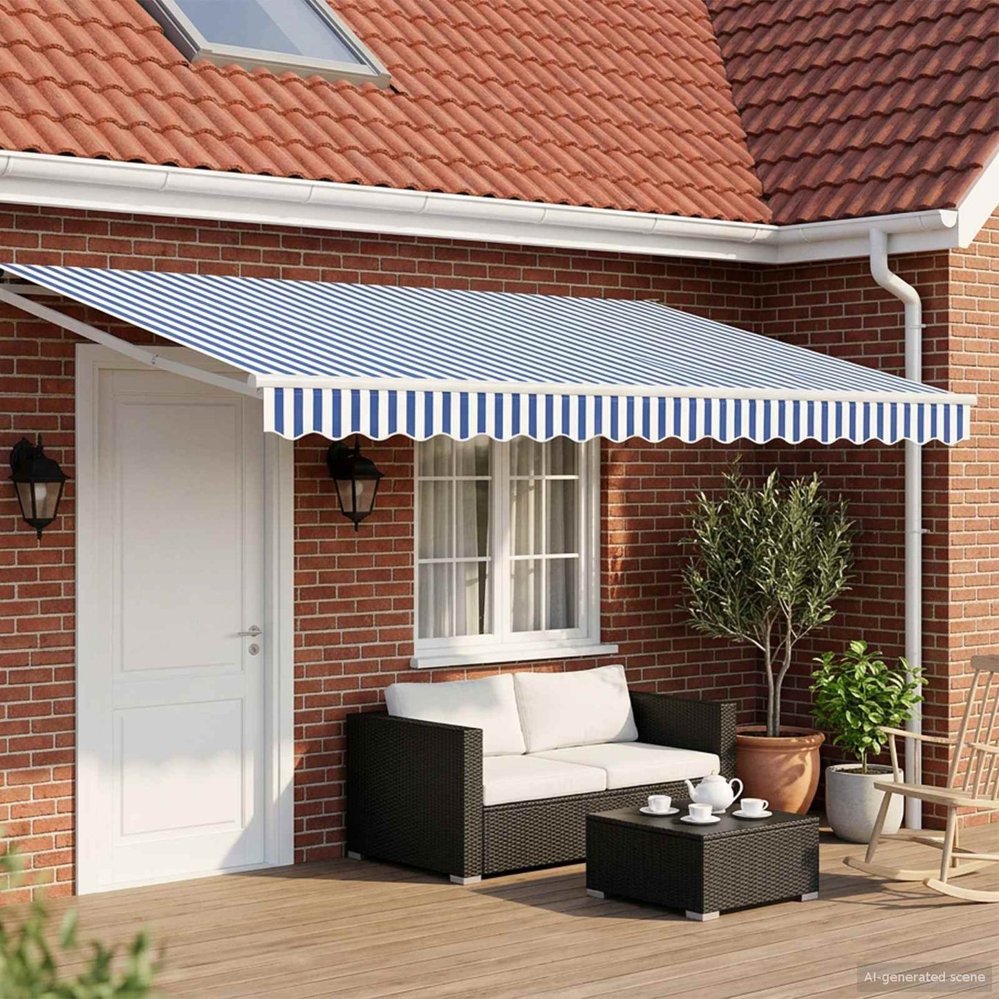 Toldo Retráctil Aluminio Y Tela Gris Antracita