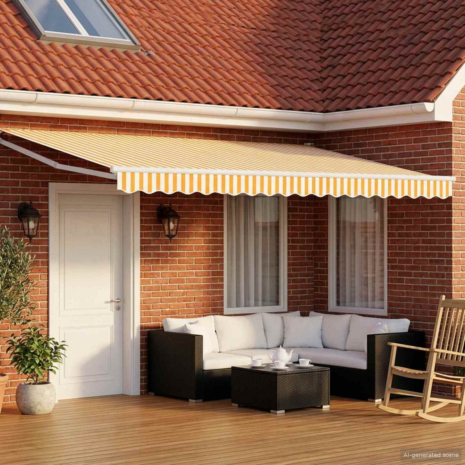Toldo Retráctil Aluminio Y Tela Gris Antracita